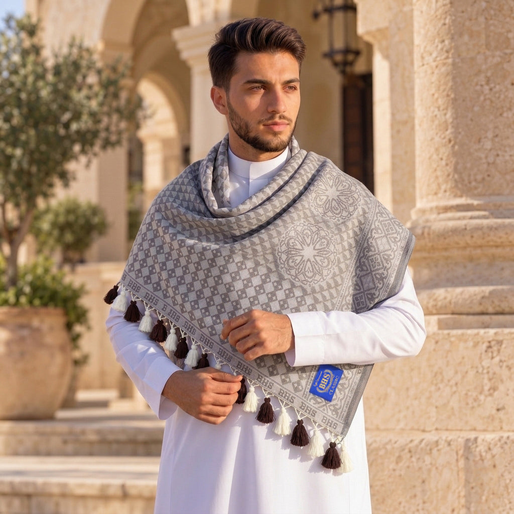 Surban Subaiyah BHS Classic Motif Jacquard Grey 03