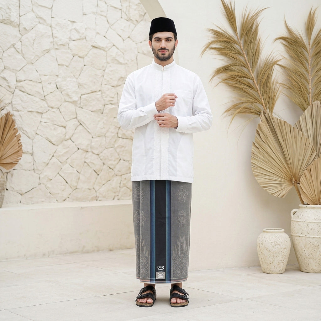 Sarung BHS Infinity Silver Motif V33 DDA SJ Hitam Abu
