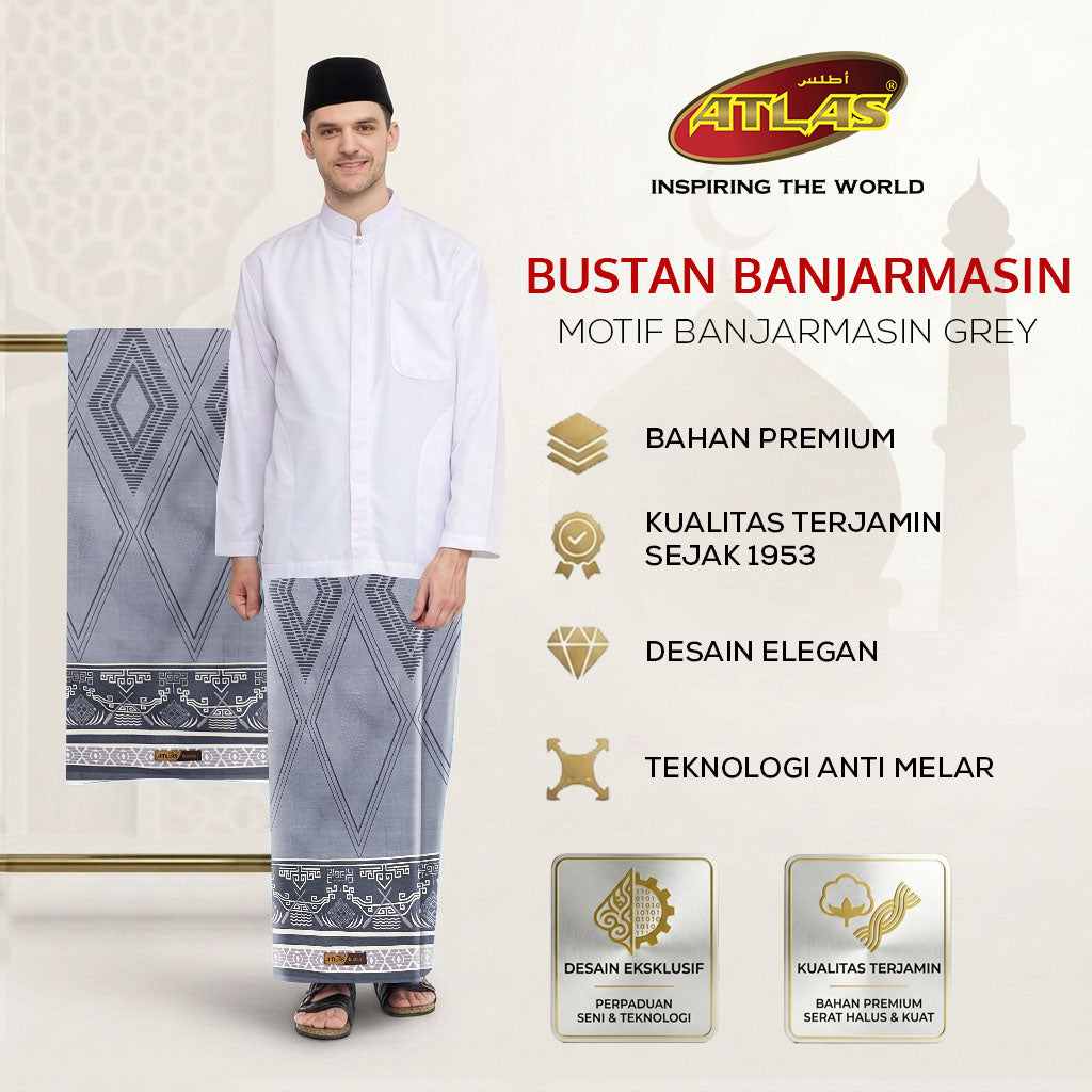 Sarung ATLAS Bustan Series Banjarmasin Grey