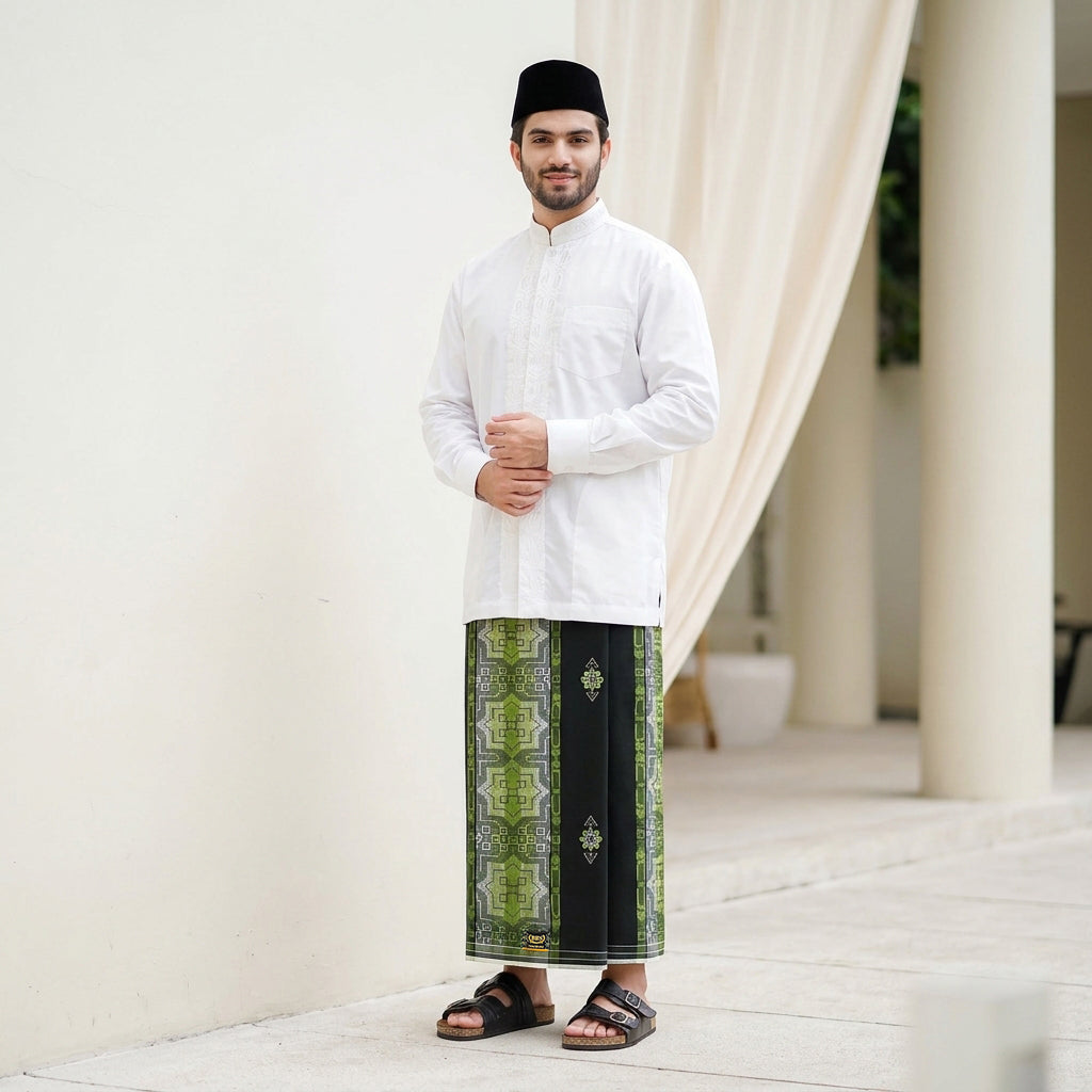 Sarung BHS Innovaire Gold Motif F34 SMC Hitam Hijau 03
