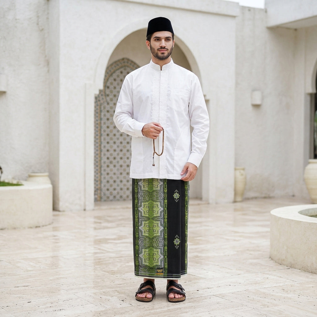 Sarung BHS Innovaire Gold Motif F34 SMC Hitam Hijau 03