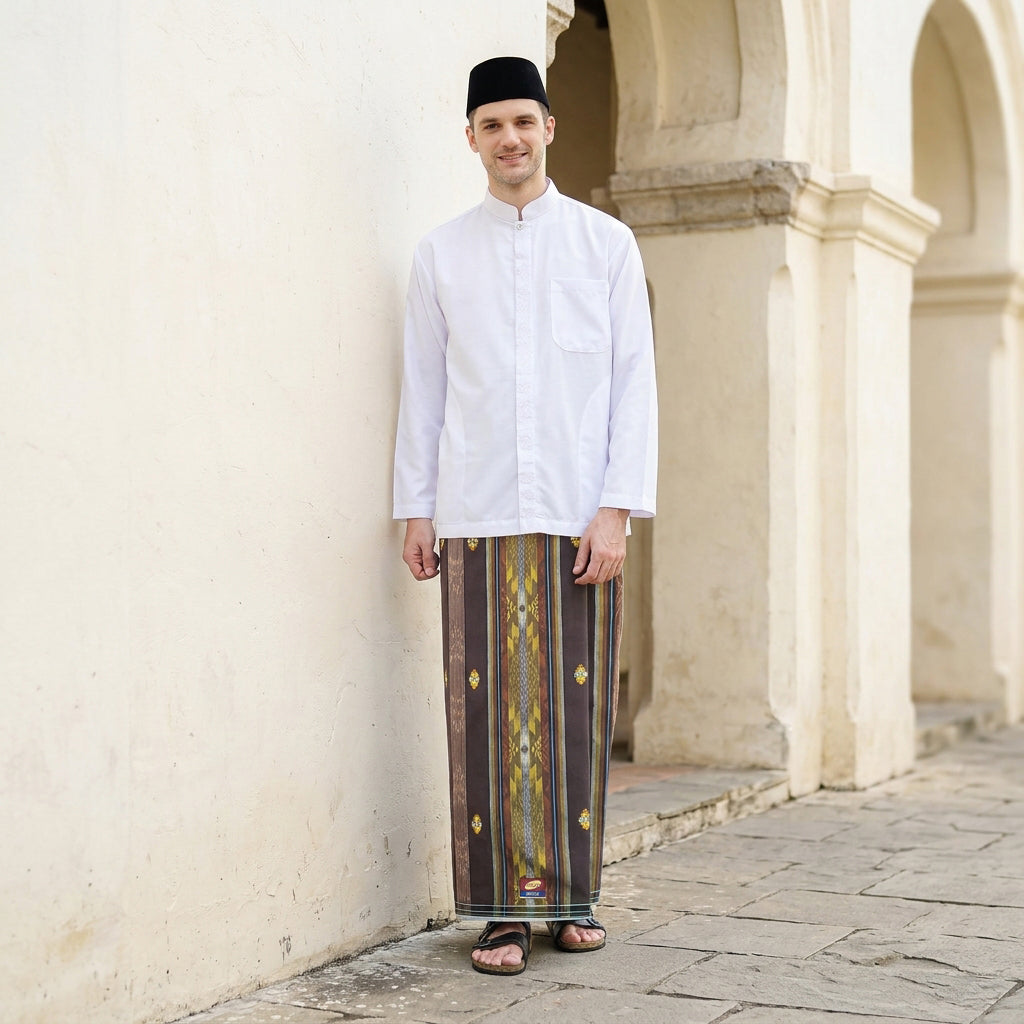 Sarung ATLAS Universal 690 Jacquard Songket SJ Coklat Tua