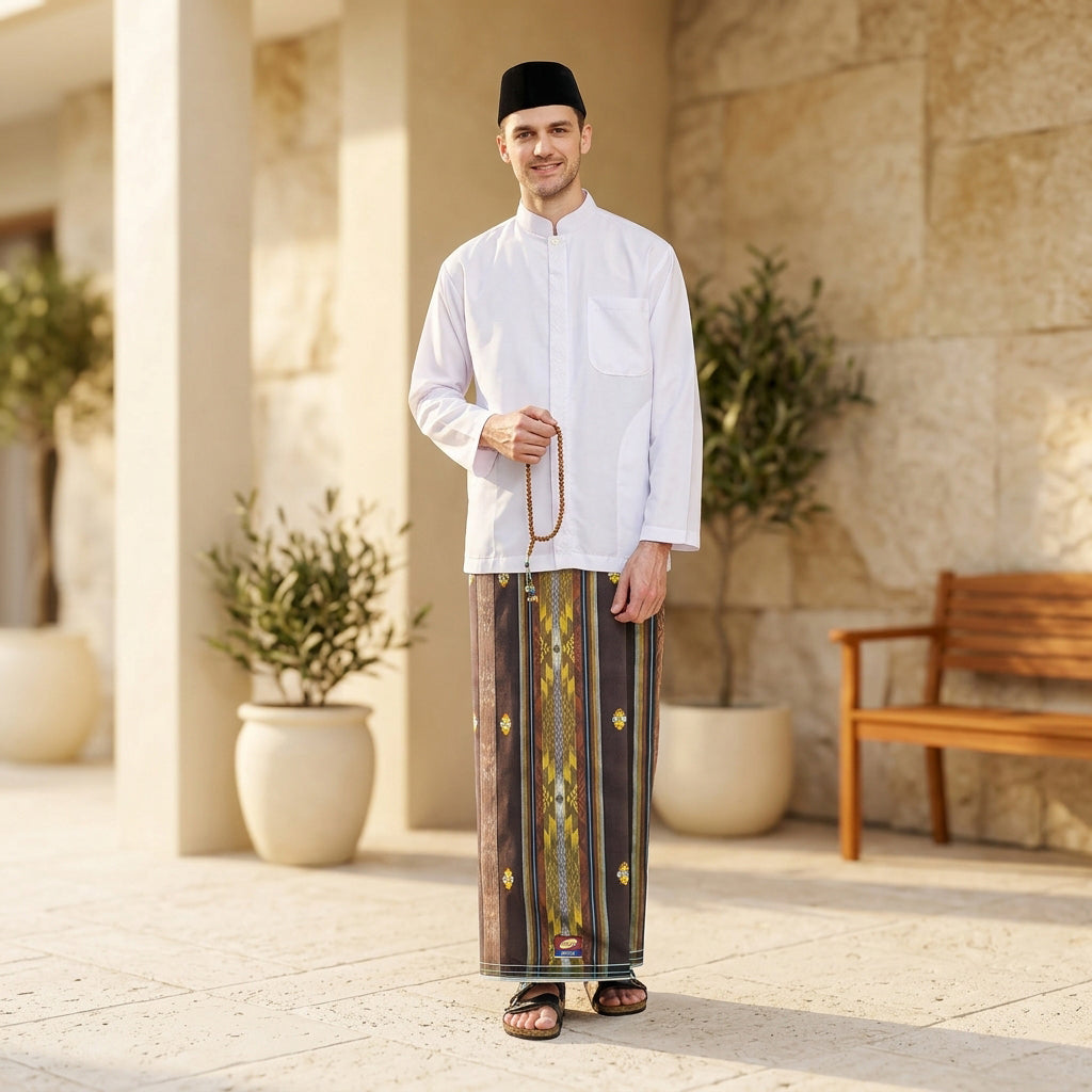 Sarung ATLAS Universal 690 Jacquard Songket SJ Coklat Tua