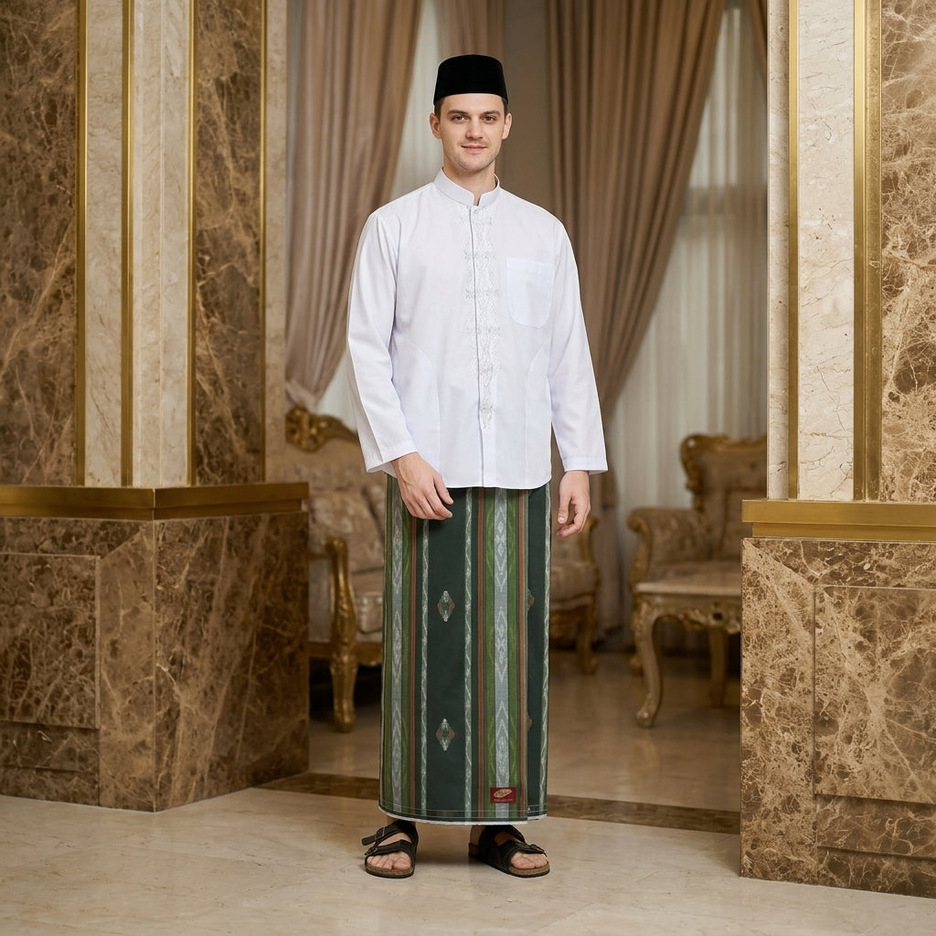 Sarung ATLAS Premium 760 Songket Olive Tua 01