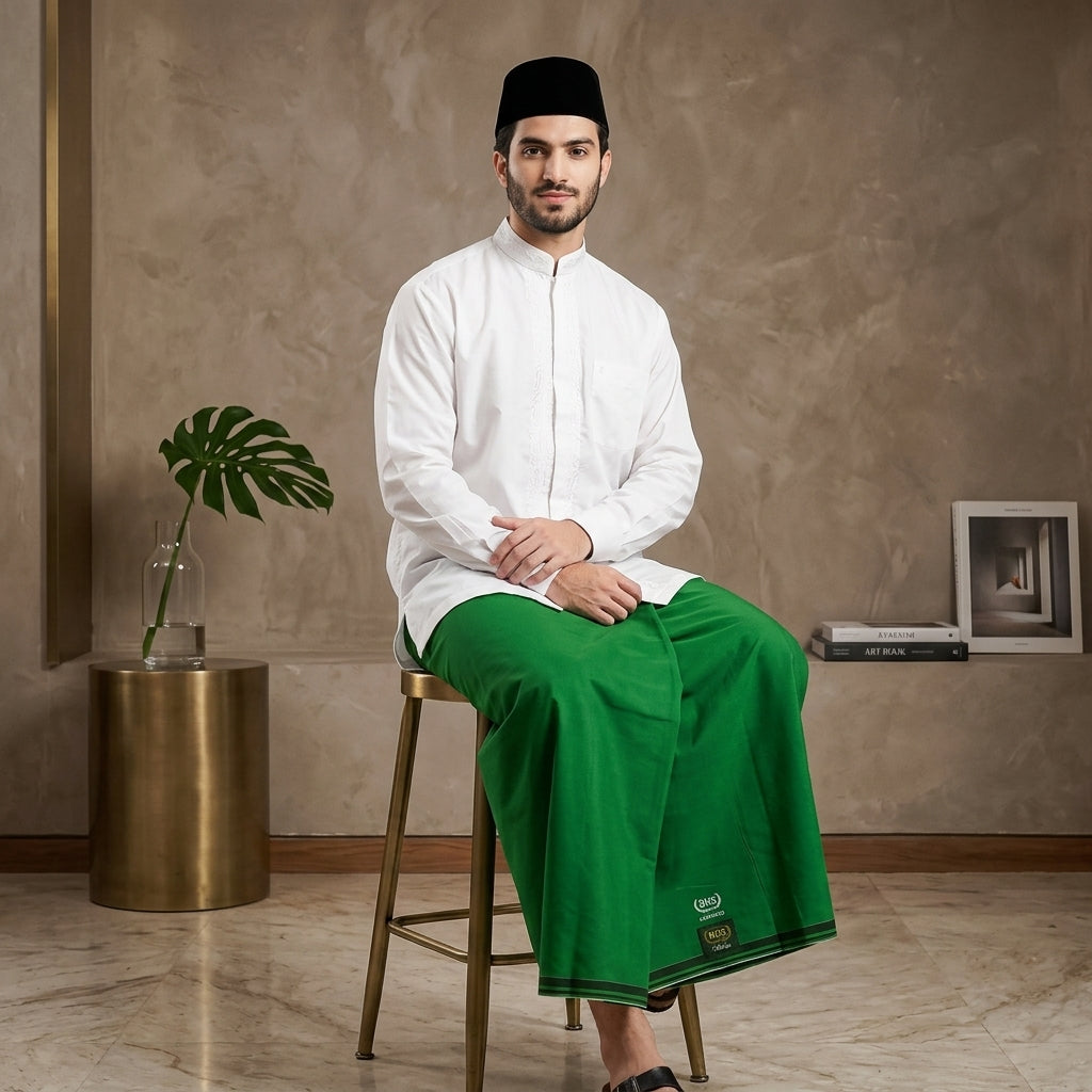Sarung BHS Cosmo Nahdho Warna Polos Hijau