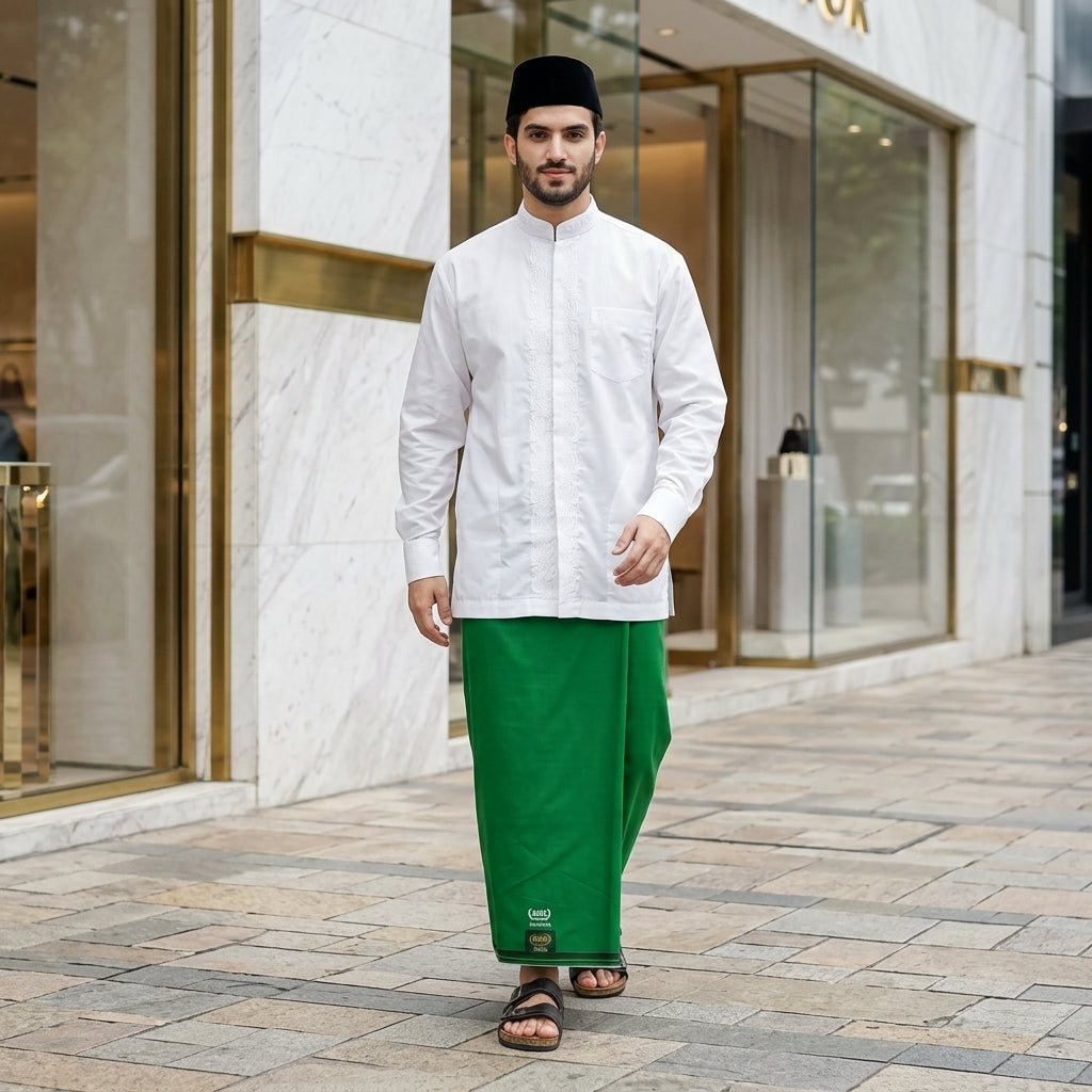 Sarung BHS Cosmo Nahdho Warna Polos Hijau
