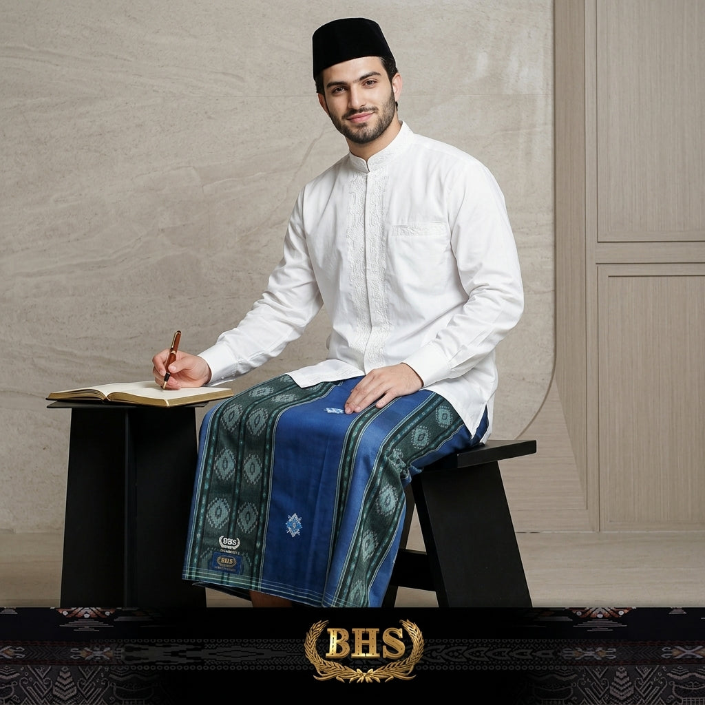 Sarung BHS Classic Gold Motif C45 SSK SJ Biru 02