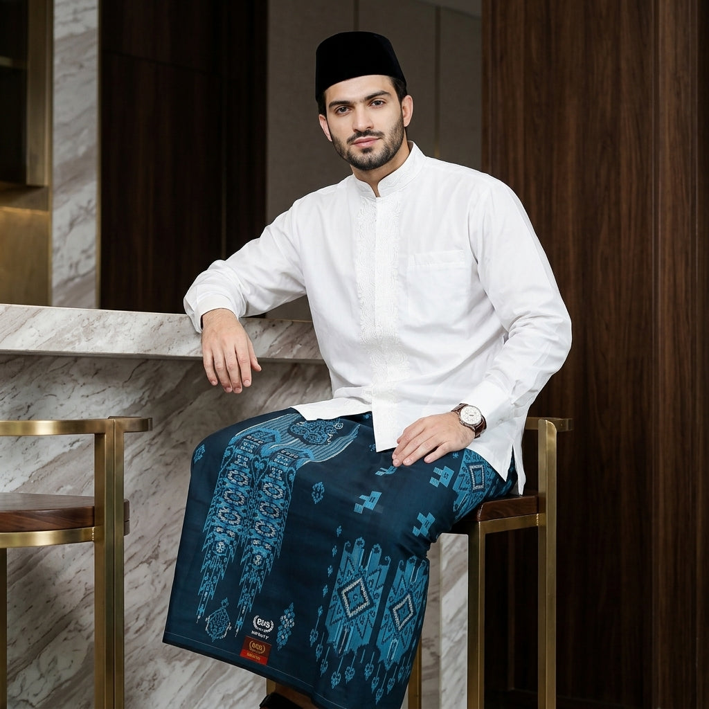 Sarung BHS Infinity Gold Motif V32 SNA SJ Dark Blue