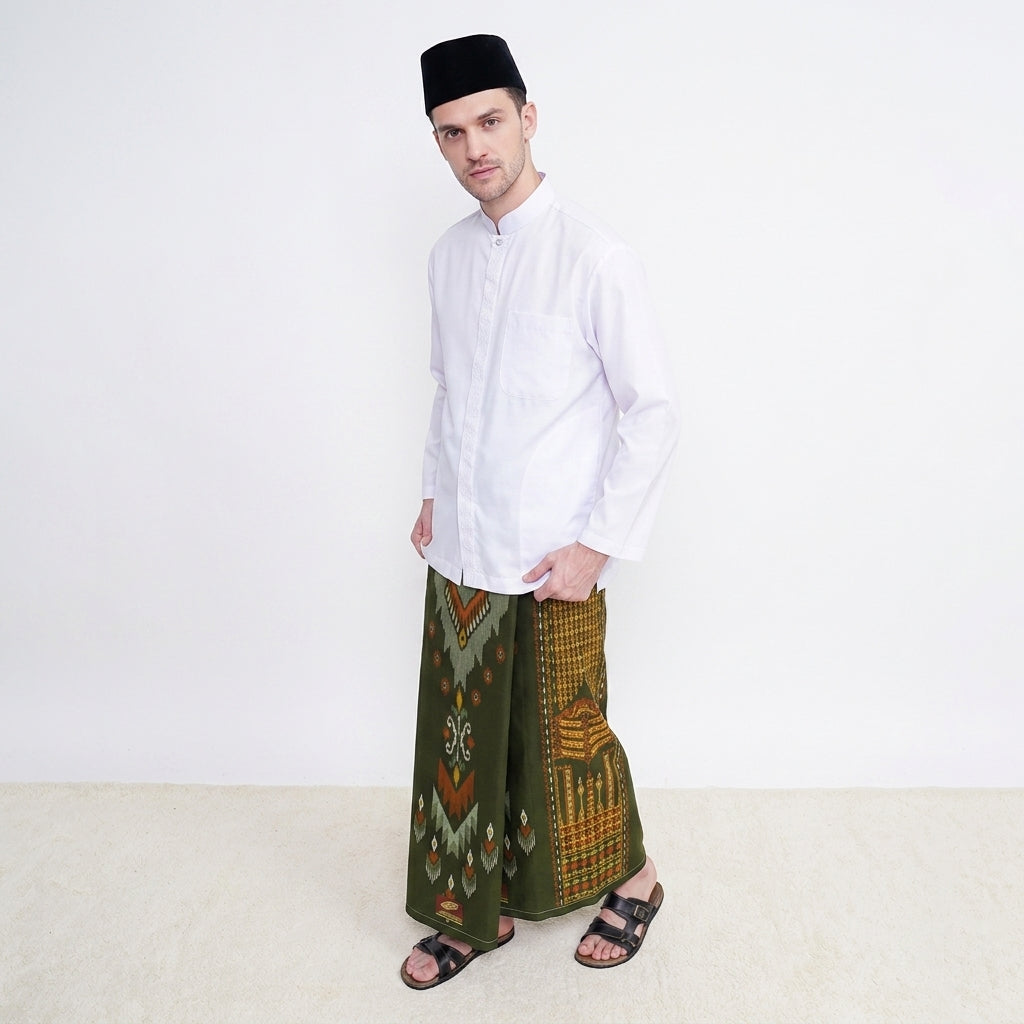Sarung ATLAS Idaman 555 Kembang Motif BHS A5 GSI Olive Muda 03