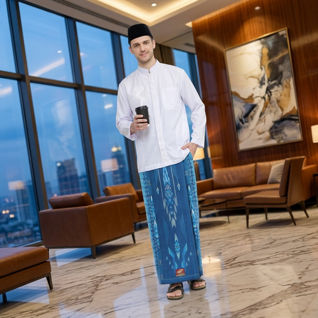 Sarung ATLAS Idaman 555 Kembang Motif BHS A5 GSN Navy