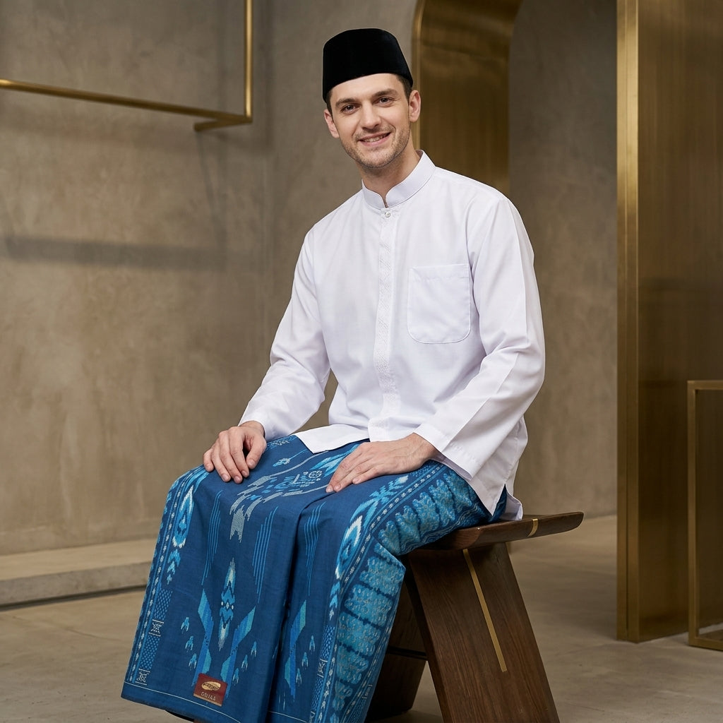 Sarung ATLAS Idaman 555 Kembang Motif BHS A5 GSN Navy