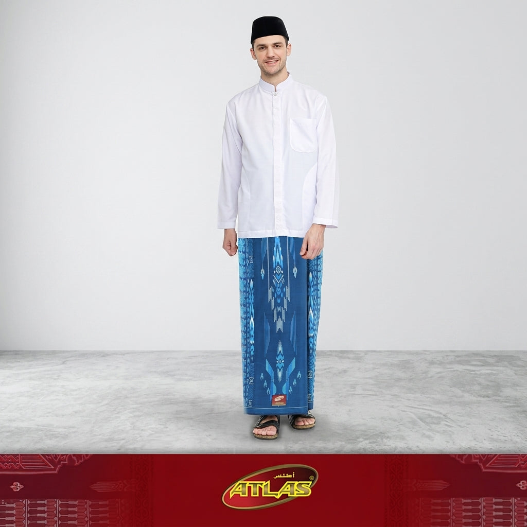 Sarung ATLAS Idaman 555 Kembang Motif BHS A5 GSN Navy