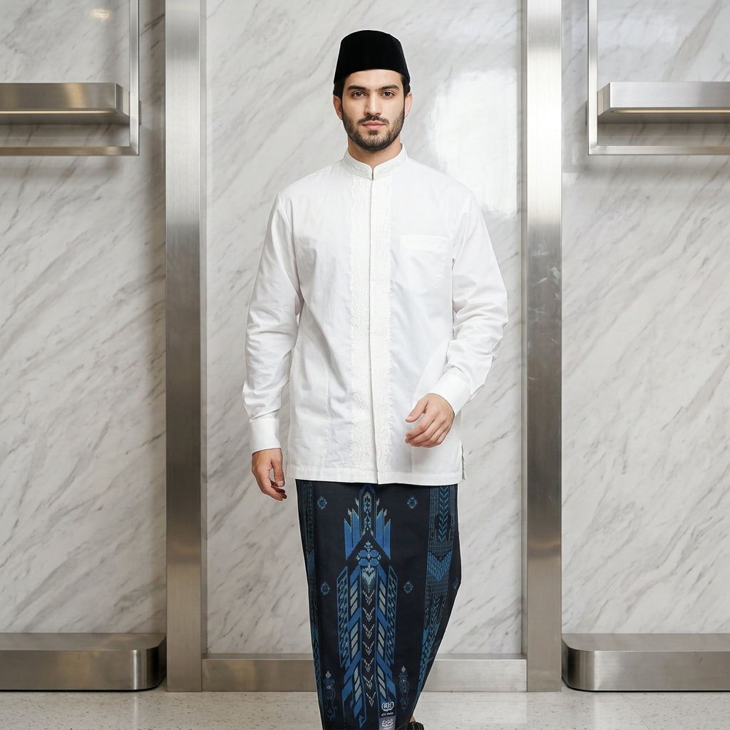 Sarung BHS Infinity Silver Motif V32 KJC SJ Hitam Biru