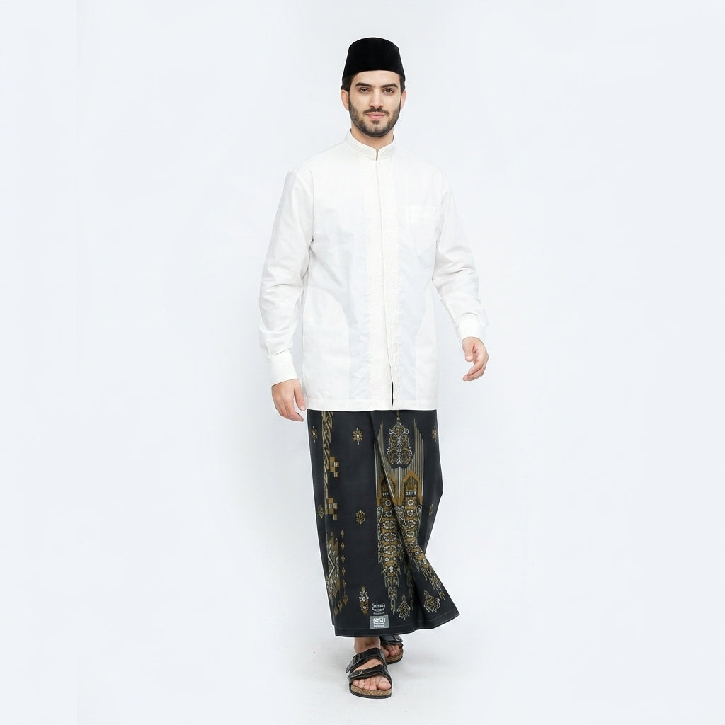 Sarung BHS Infinity Silver Motif V32 SNA SJ Hitam Gold