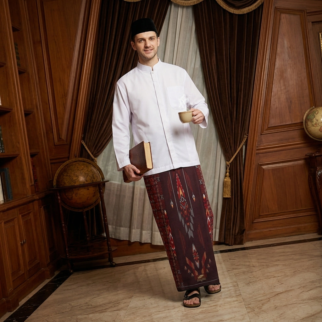 Sarung ATLAS Idaman 555 Kembang Motif BHS A5 GSN Merah Hati