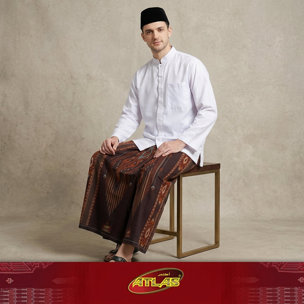 Sarung ATLAS Idaman 555 Kembang Motif BHS A5 GSG Dark Brown