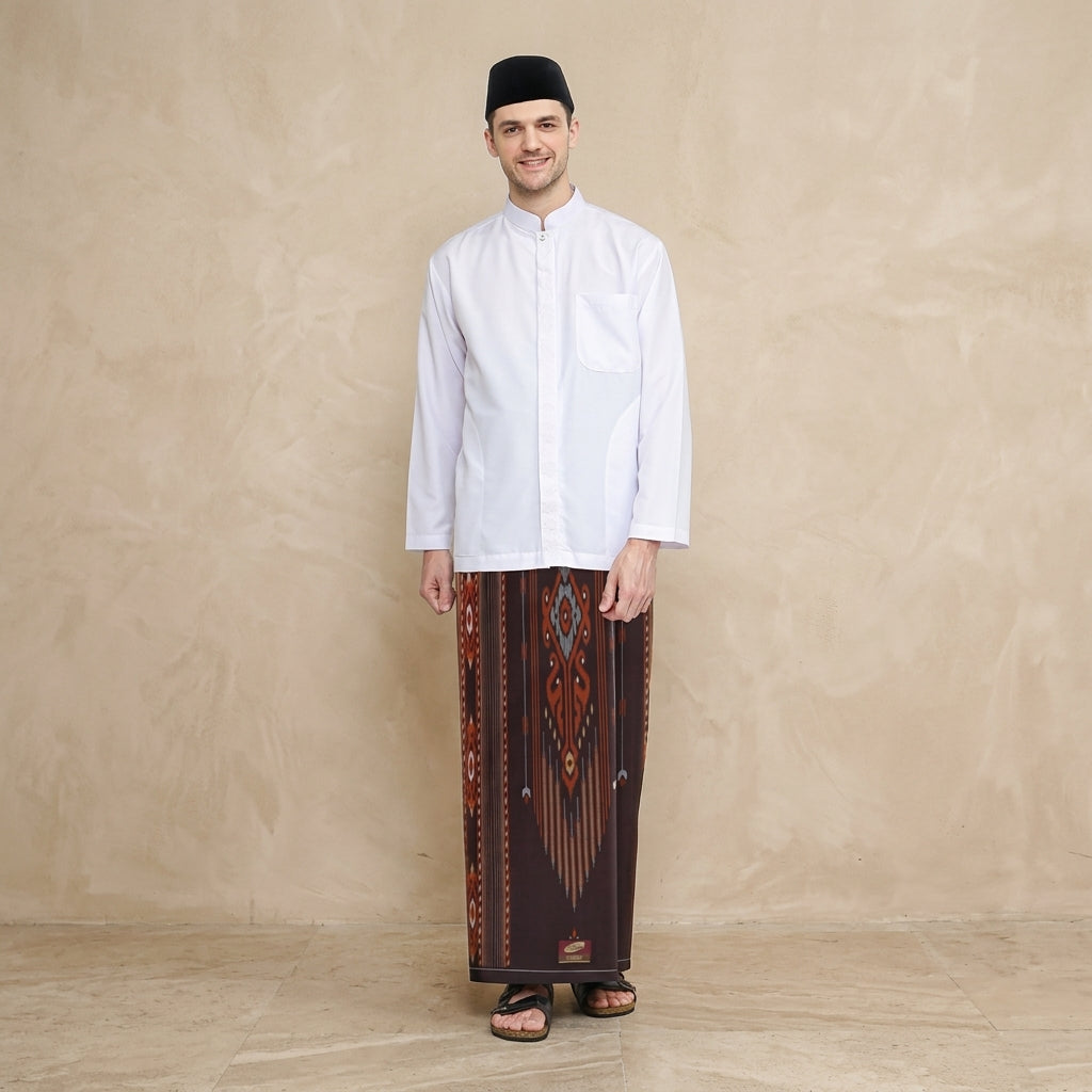 Sarung ATLAS Idaman 555 Kembang Motif BHS A5 GSG Dark Brown