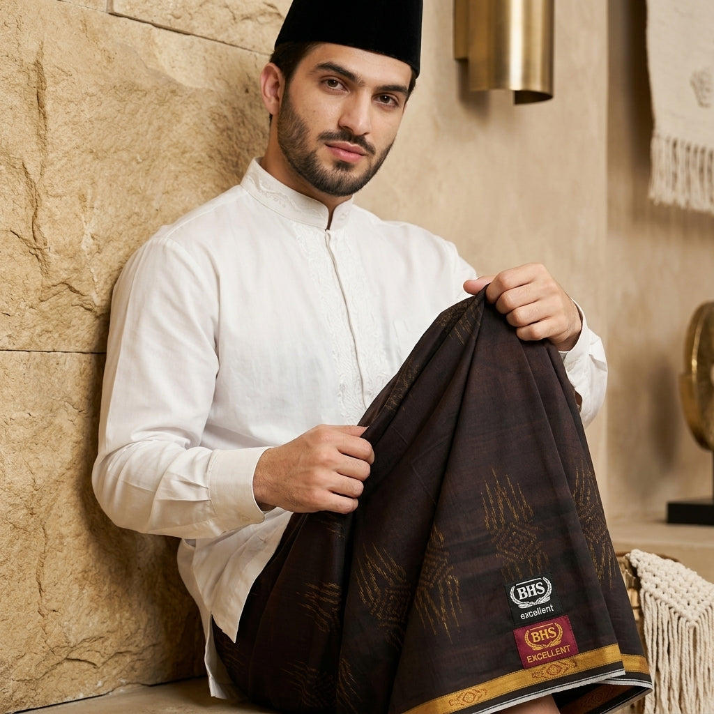 Sarung BHS Excellent Gold Motif E52 CCA Coklat Tua