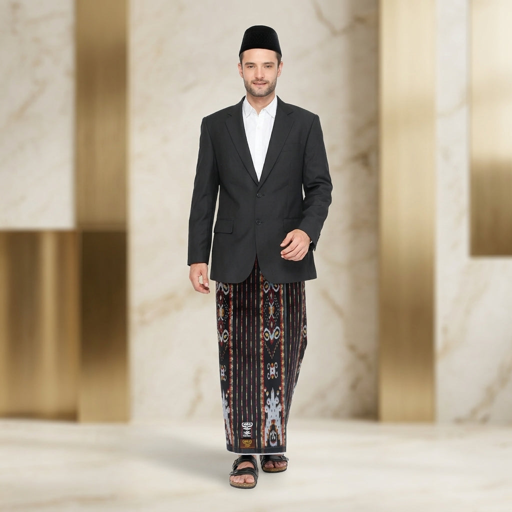 Sarung BHS Royal Gold Motif R57 IDC Hitam Merah