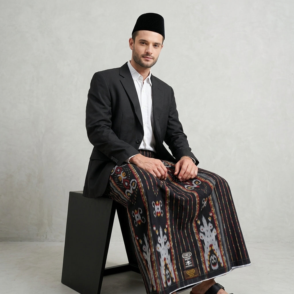 Sarung BHS Royal Gold Motif R57 IDC Hitam Merah
