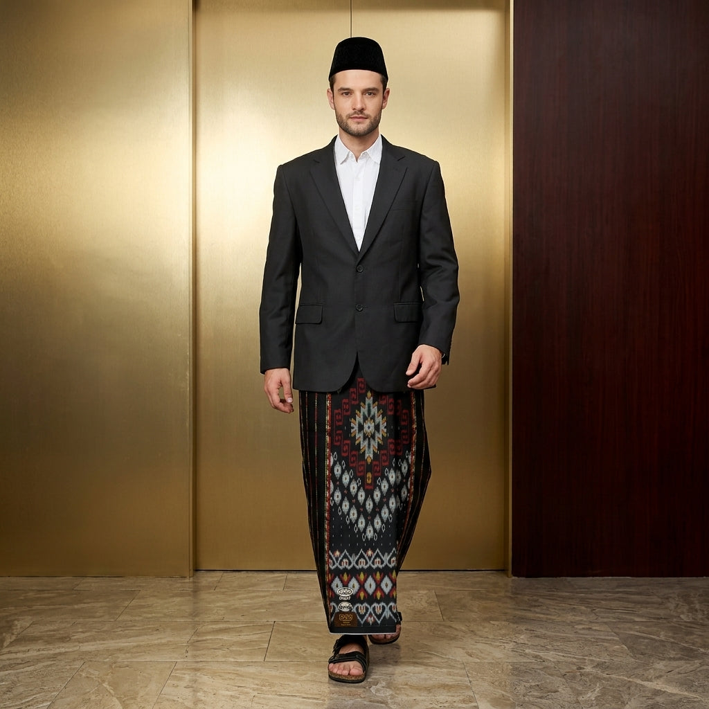Sarung BHS Royal Gold Motif R57 IDC Hitam Kuning