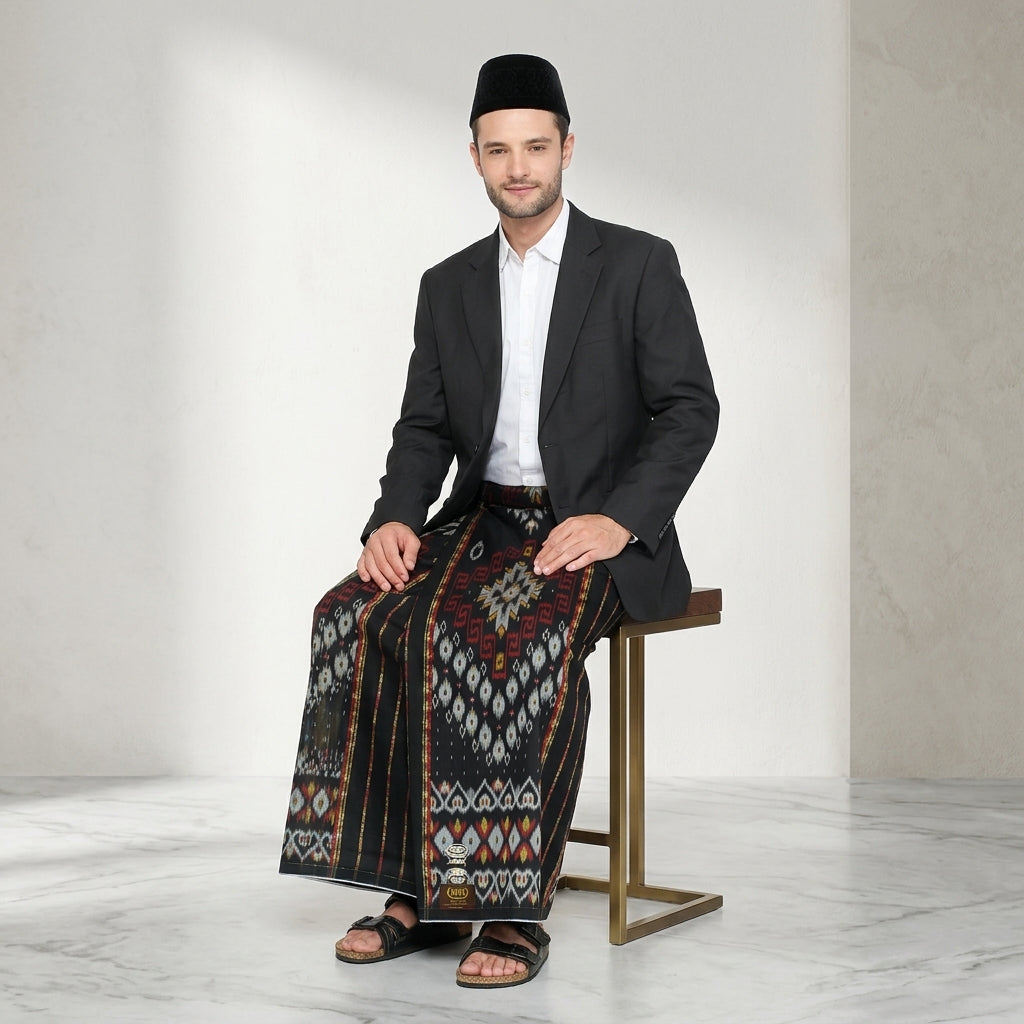 Sarung BHS Royal Gold Motif R57 IDC Hitam Kuning