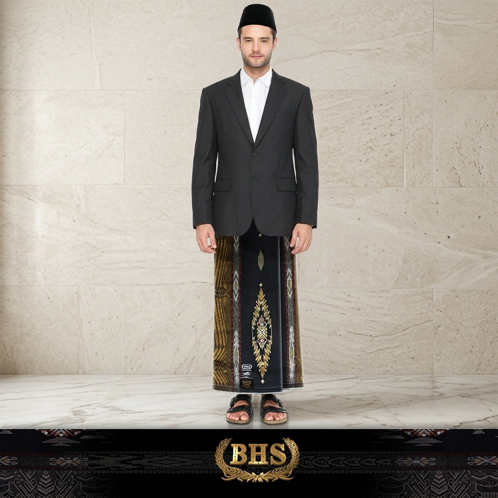 Sarung BHS Masterpiece Gold Motif M99 JIB Hitam Gold