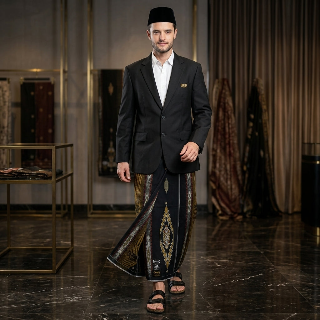 Sarung BHS Masterpiece Gold Motif M99 JIB Hitam Gold