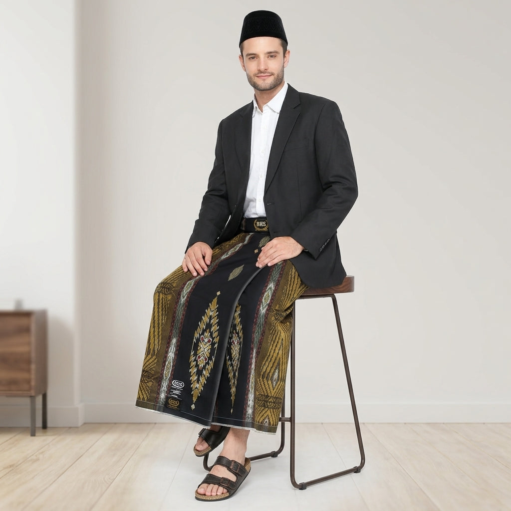 Sarung BHS Masterpiece Gold Motif M99 JIB Hitam Gold