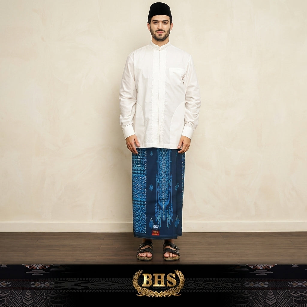 Sarung BHS Infinity Gold Motif V32 KJC SJ Dark Blue