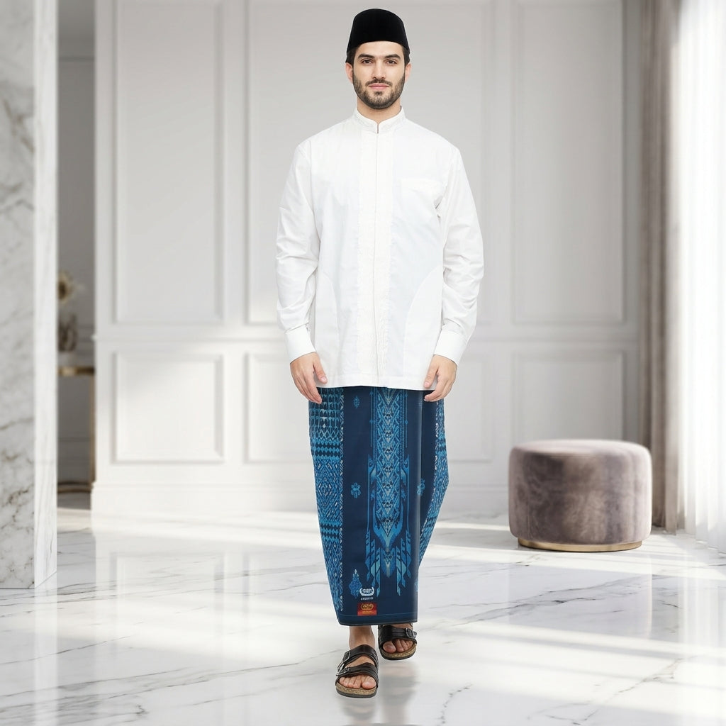 Sarung BHS Infinity Gold Motif V32 KJC SJ Dark Blue