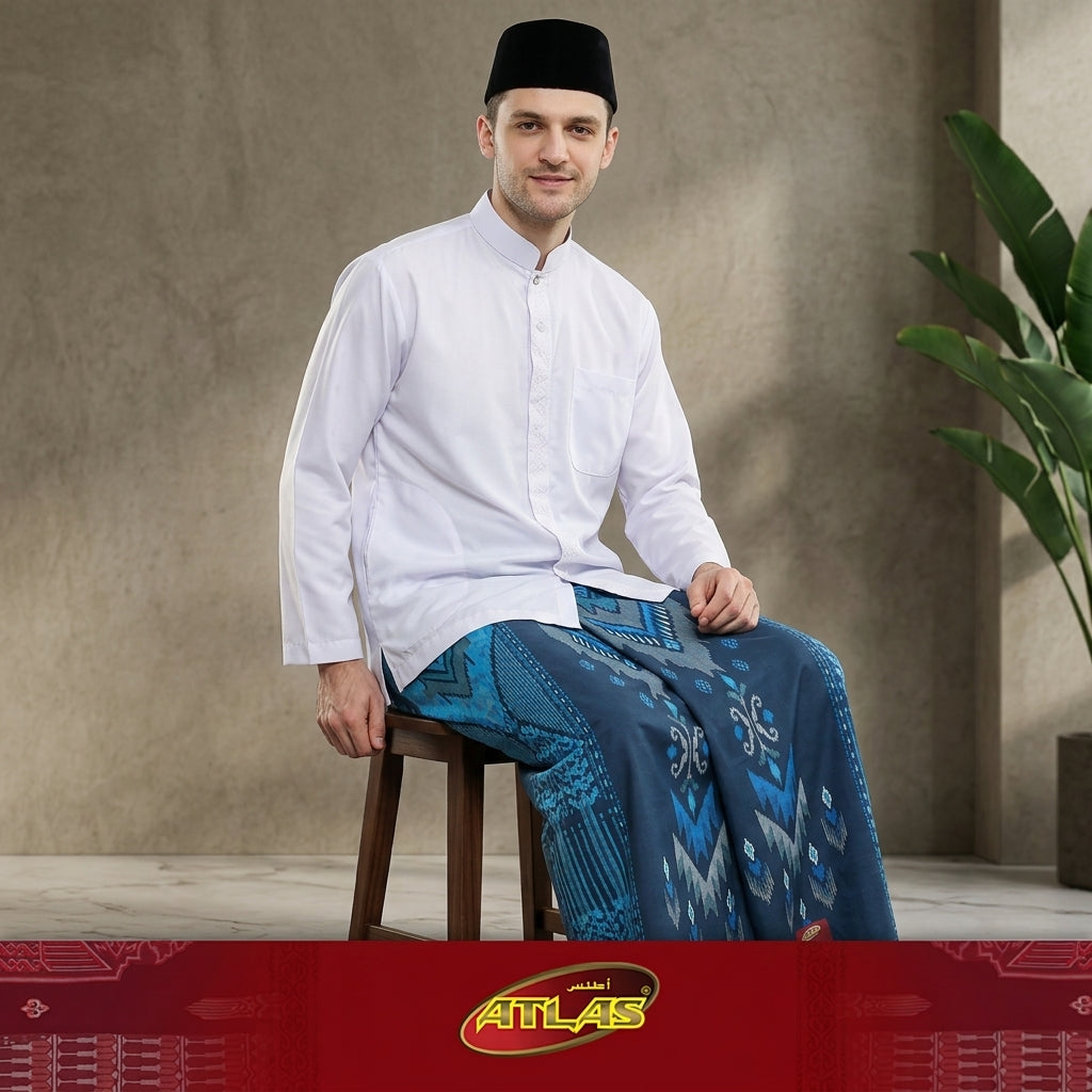 Sarung ATLAS Idaman 555 Kembang Motif BHS A5 GSI Navy 02