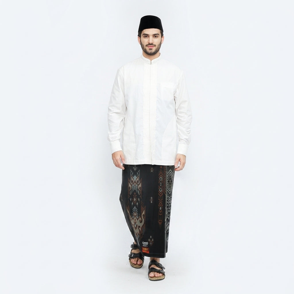 Sarung BHS Infinity Gold Motif V32 SNA SJ Hitam Coklat