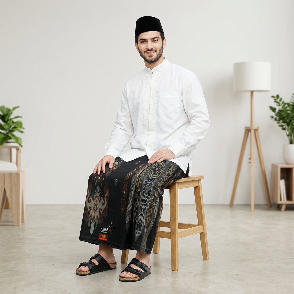 Sarung BHS Infinity Gold Motif V32 SNA SJ Hitam Coklat