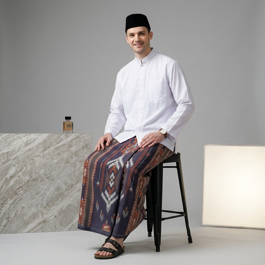 Sarung ATLAS Idaman 555 Kembang Motif BHS A5 GSG Coklat Tua 02