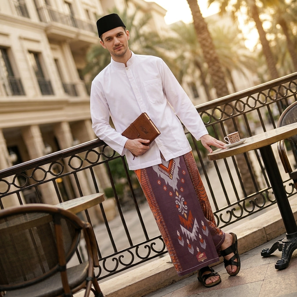 Sarung ATLAS Idaman 555 Kembang Motif BHS A5 GSI Coklat Tua 02