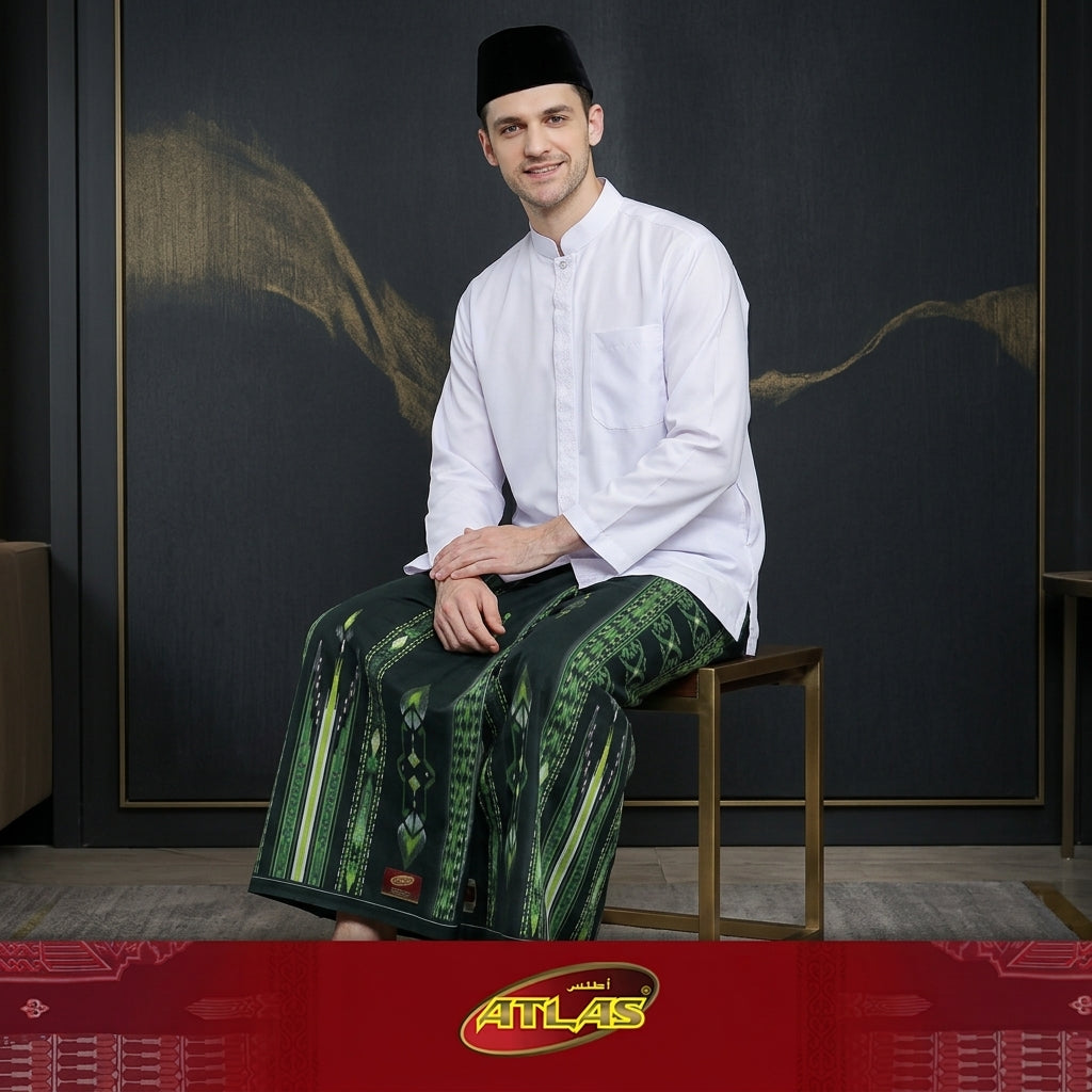 Sarung ATLAS Idaman 555 Kembang Motif BHS A5 GSL Olive Tua