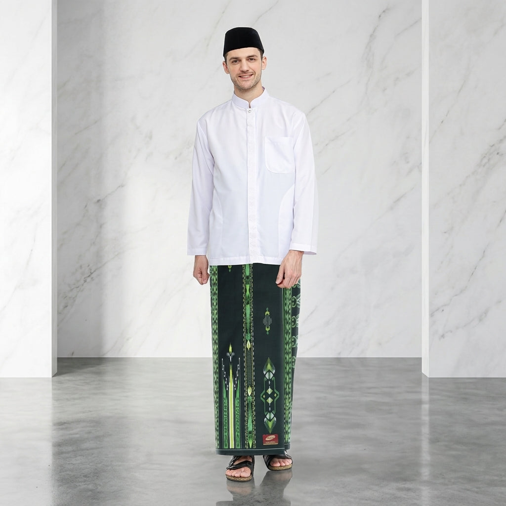 Sarung ATLAS Idaman 555 Kembang Motif BHS A5 GSL Olive Tua