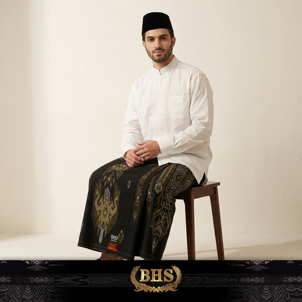 Sarung BHS Infinity Gold Motif V32 SNA SJ Black Gold