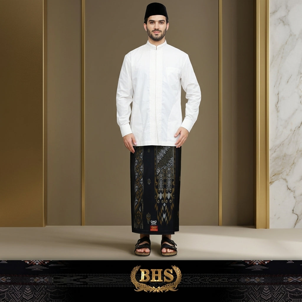 Sarung BHS Infinity Gold Motif V32 SNB SJ Black Gold