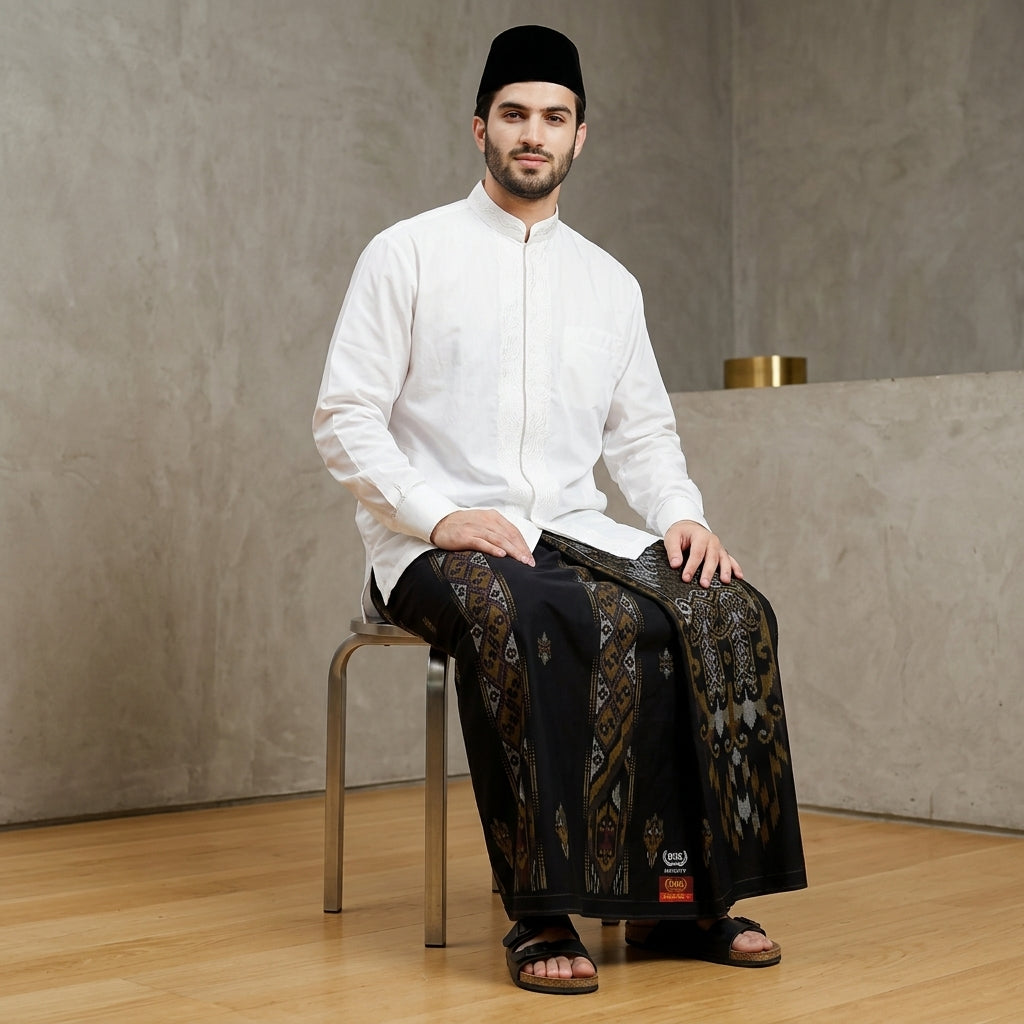 Sarung BHS Infinity Gold Motif V32 SNB SJ Black Gold