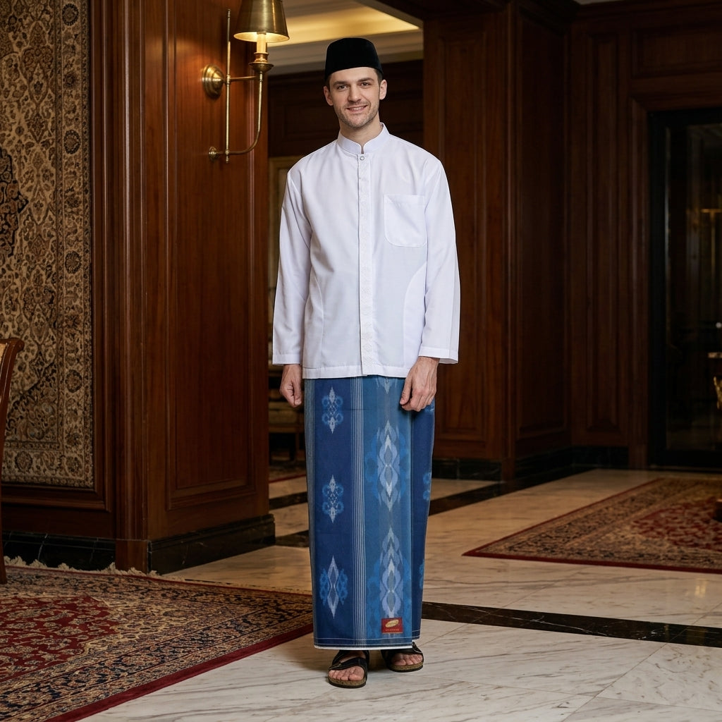 Sarung ATLAS Premium 790 Jacquard Songket A7-MSJ Biru Tua