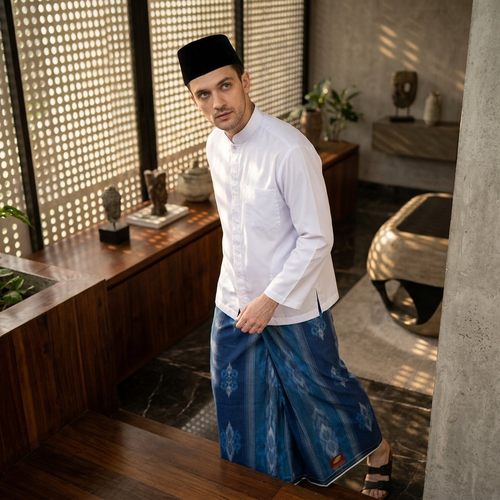 Sarung ATLAS Premium 790 Jacquard Songket A7-MSJ Biru Tua