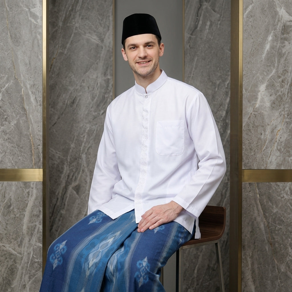 Sarung ATLAS Premium 790 Jacquard Songket A7-MSJ Biru Tua
