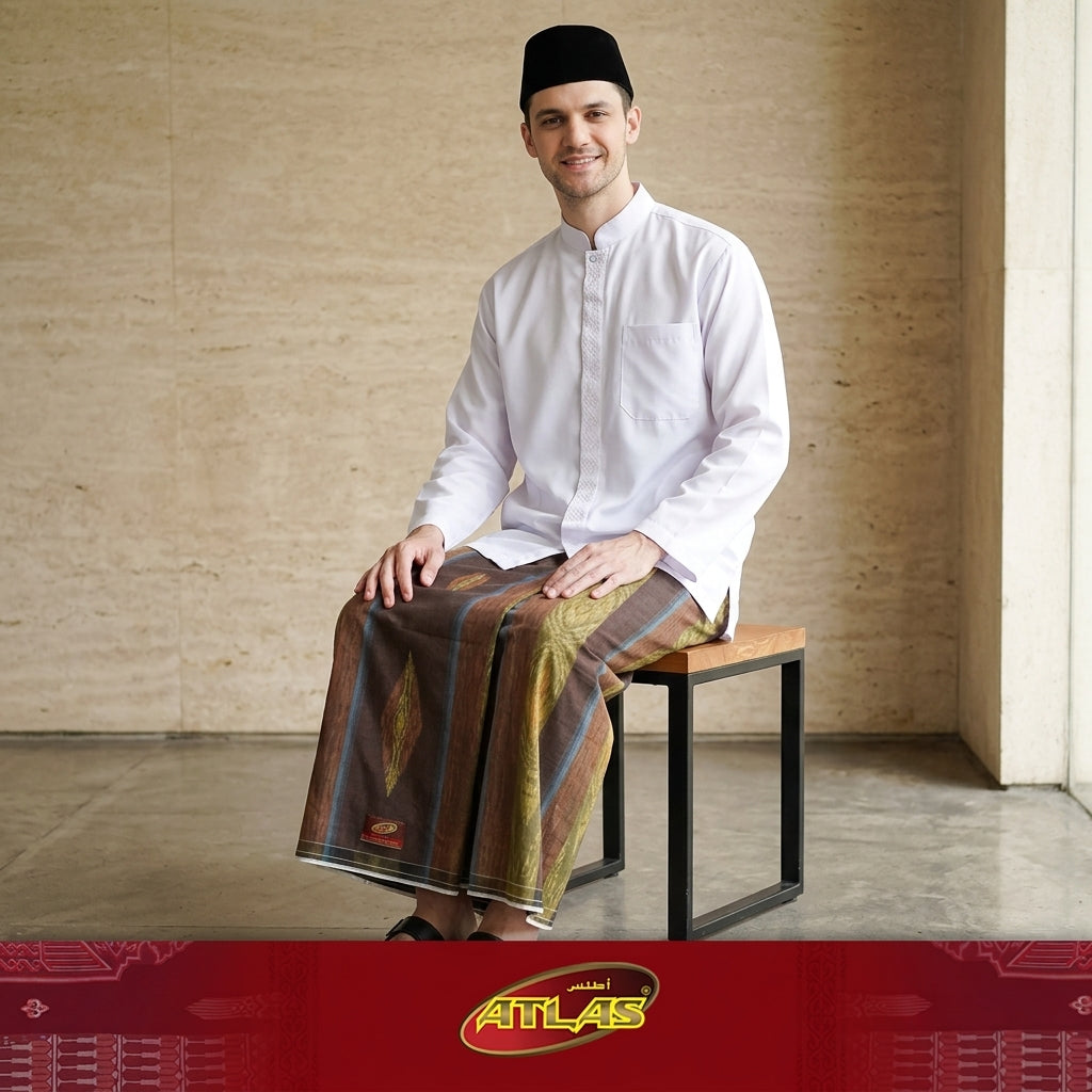 Sarung ATLAS Premium 790 Jacquard Songket A7-MSJ Coklat