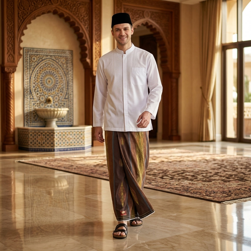 Sarung ATLAS Premium 790 Jacquard Songket A7-MSJ Coklat