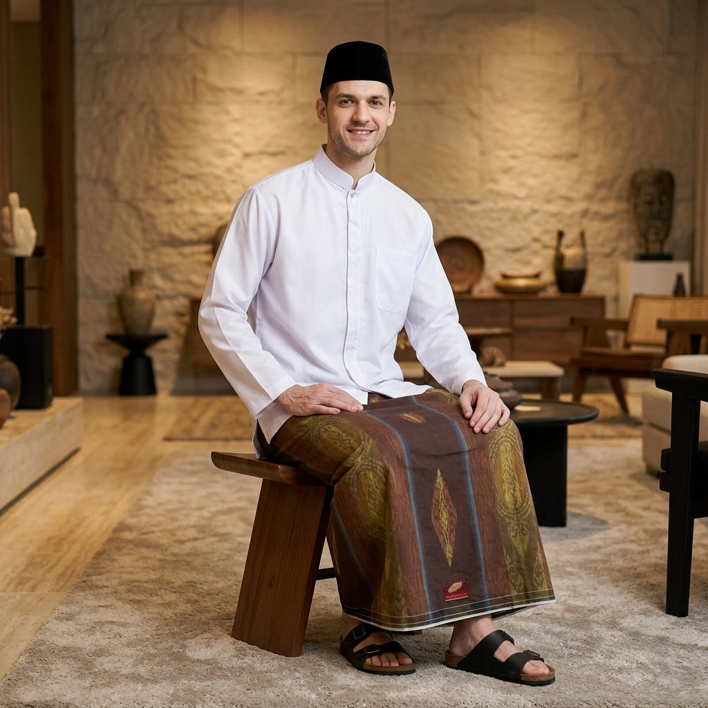 Sarung ATLAS Premium 790 Jacquard Songket A7-MSJ Coklat
