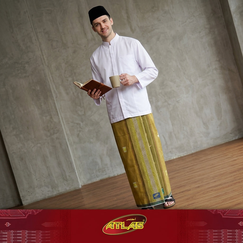 Sarung ATLAS Universal 690 Jacquard Songket SJ Olive