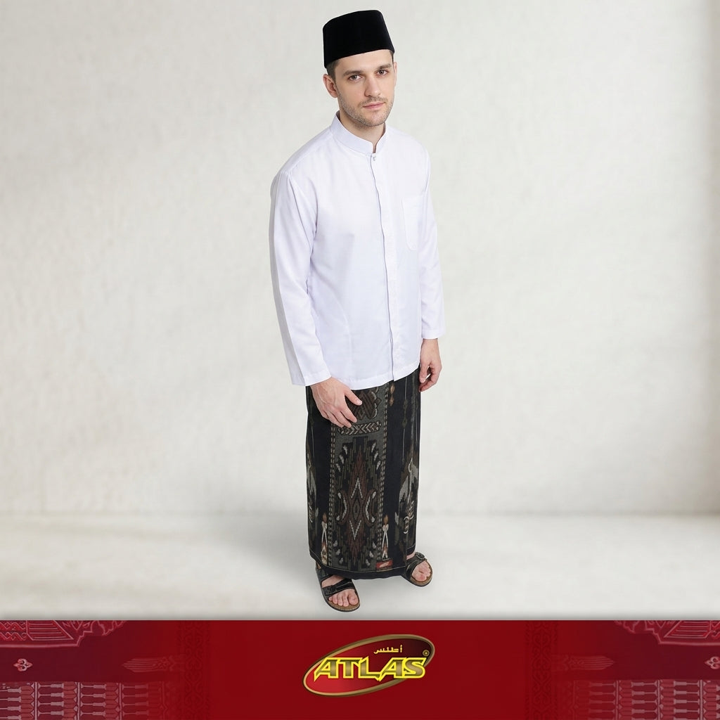 Sarung ATLAS Super Premium 920 Motif KJB Hitam Coklat