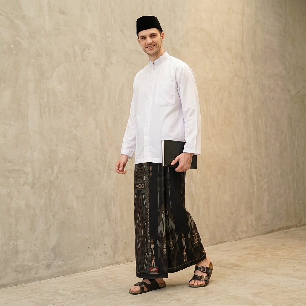 Sarung ATLAS Super Premium 920 Motif KJB Hitam Coklat